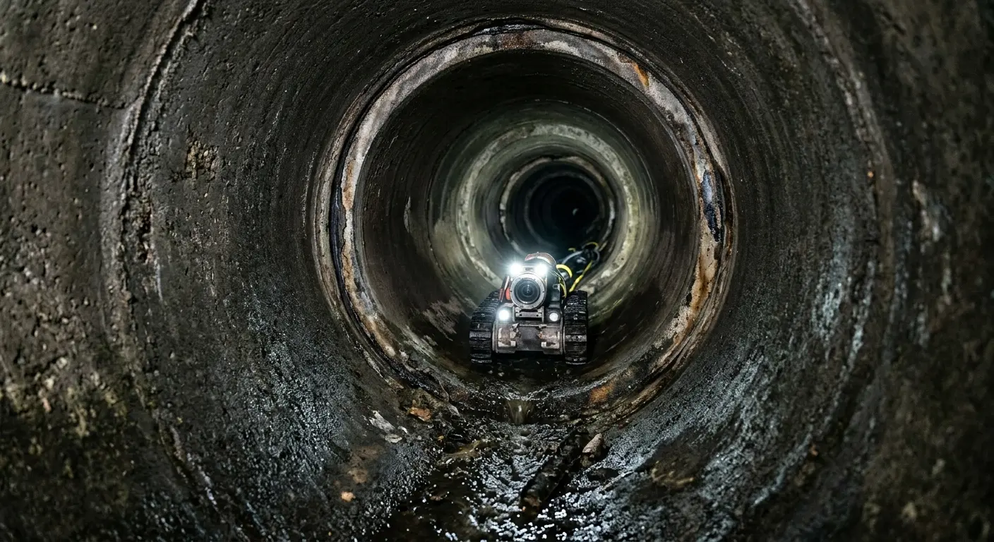 Robotic sewer camera inspecting pipe interior for Sewer Line Repair in Henryetta